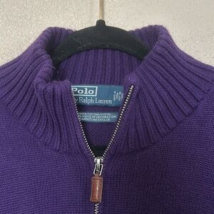 Vintage Polo Ralph Lauren Sweater Men's Large Purple 1/4 Zip Pullover Cotton